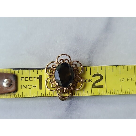 12K Gold Filled Winard Oval Cut Smoky Quartz Floral Clip-On Earrings Vintage - Picture 10 of 10